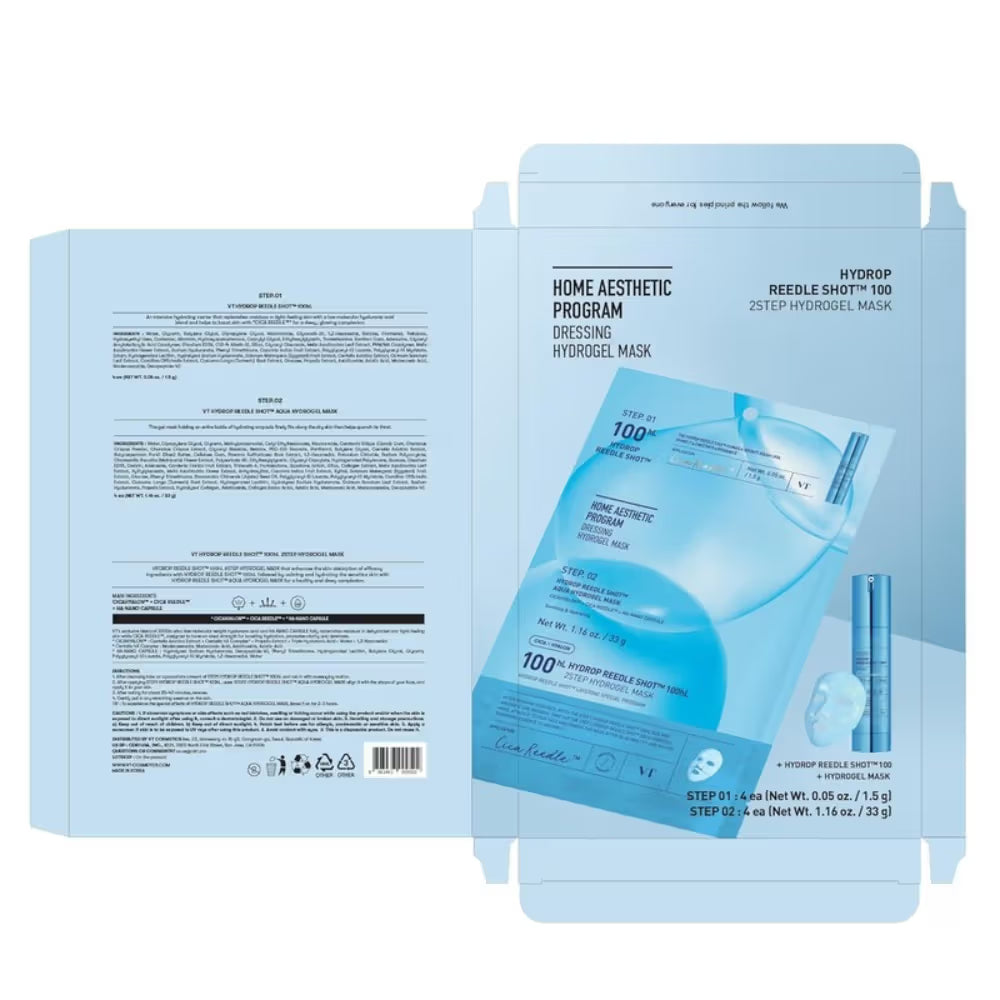VT Cosmetics Hydrop Reedle Shot 100Hl 2-Step Hydrogel Mask (33g)