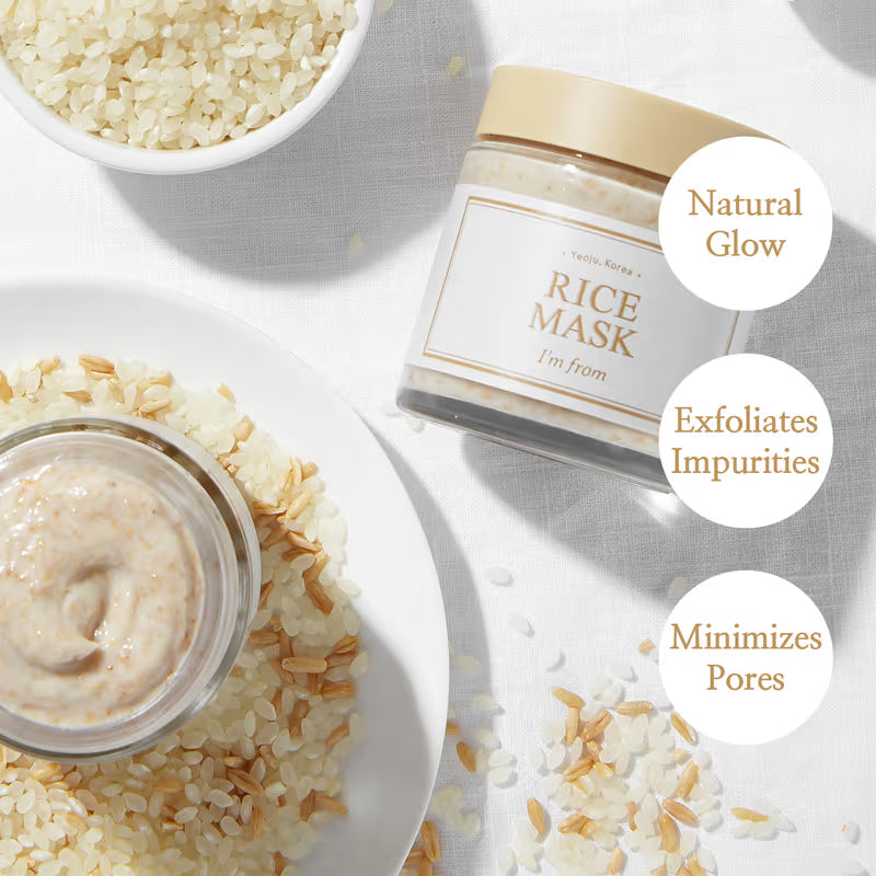 I'm From Rice Mask - Brightening & Gentle Exfoliating Korean Face Mask, Minimizes Enlarged Pores (110g)